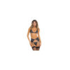 Ensemble 3 pièces bleu nuit comprenant Soutien gorge, porte jarretelles et string 